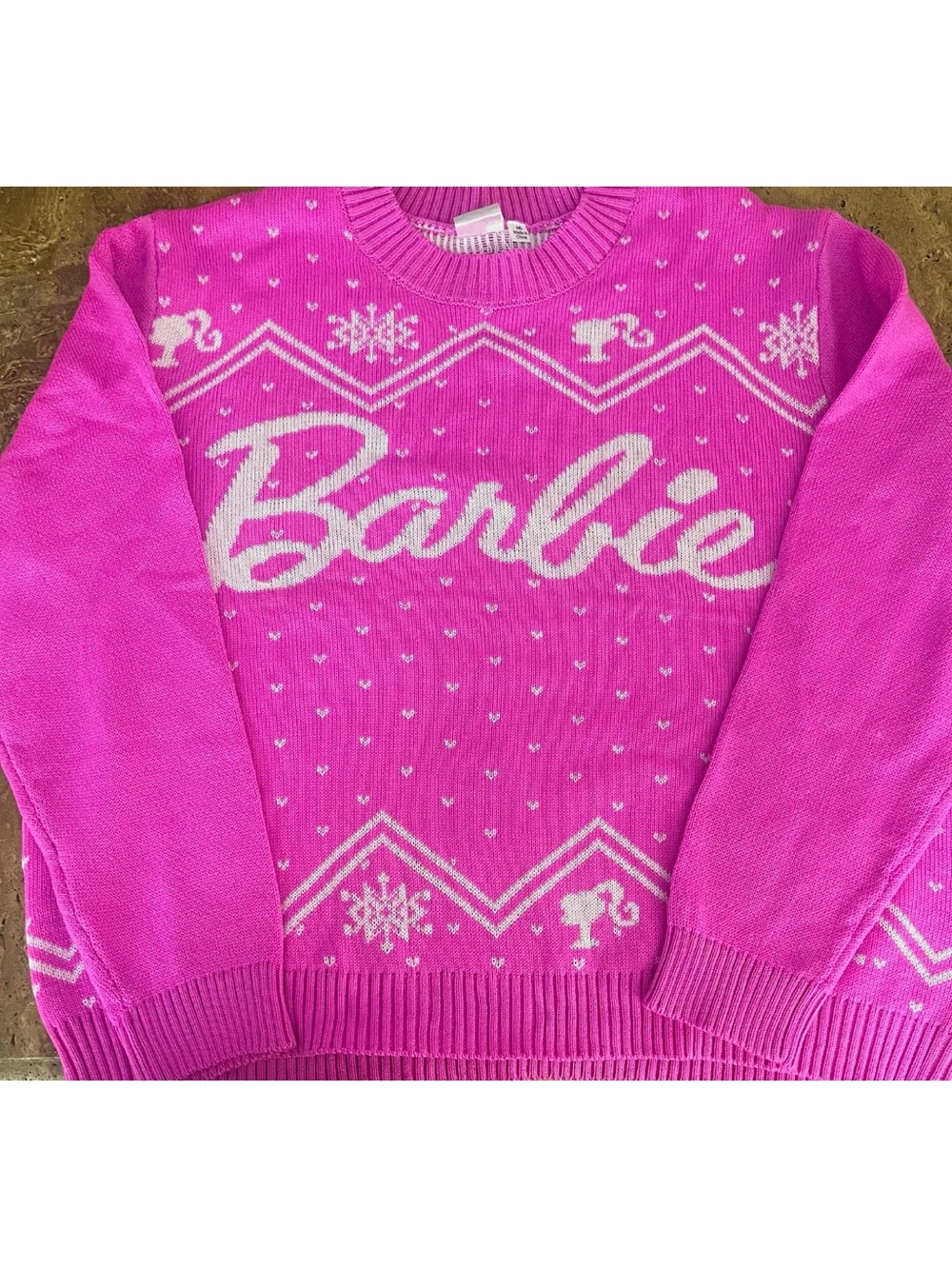 Barbie Bright Pink Crew Neck Logo Sweater - Barbie